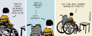 Covid, scuola e disabilità (Vignetta: Mauro Biani/L'Espresso)